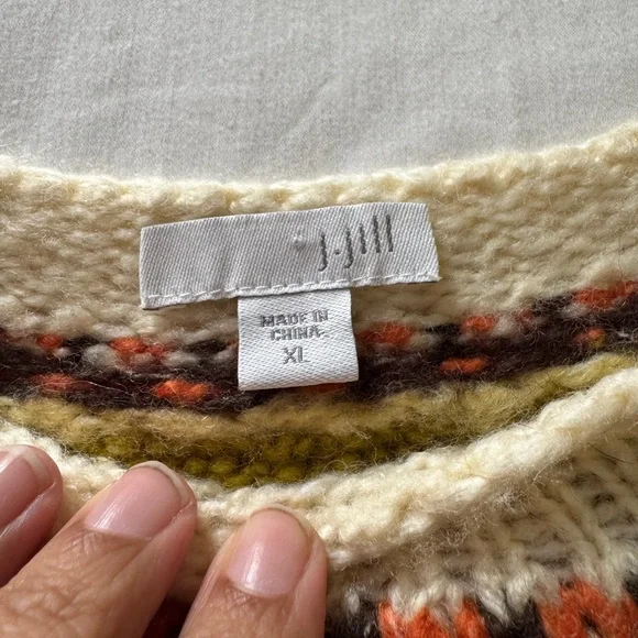 J. Jill Cream and Olive Patterned Sweater - Picture 4 of 10
